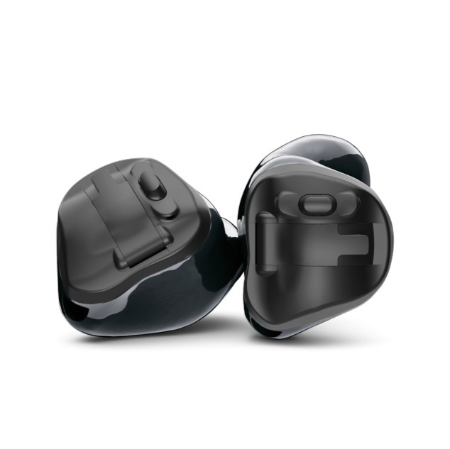 Pair of black Phonak ITE hearing aids